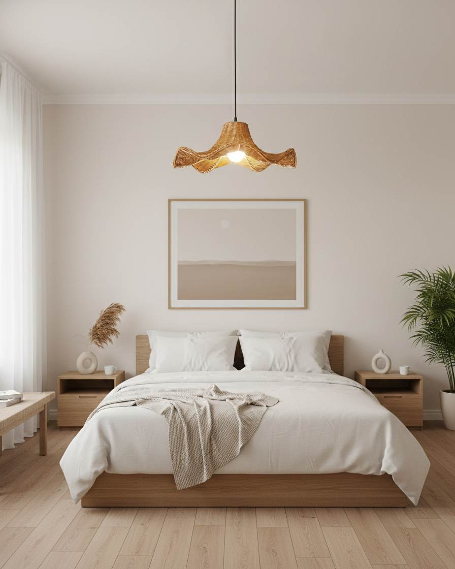 Lampa wisząca Ravelle ze skrzydeł rattanu
