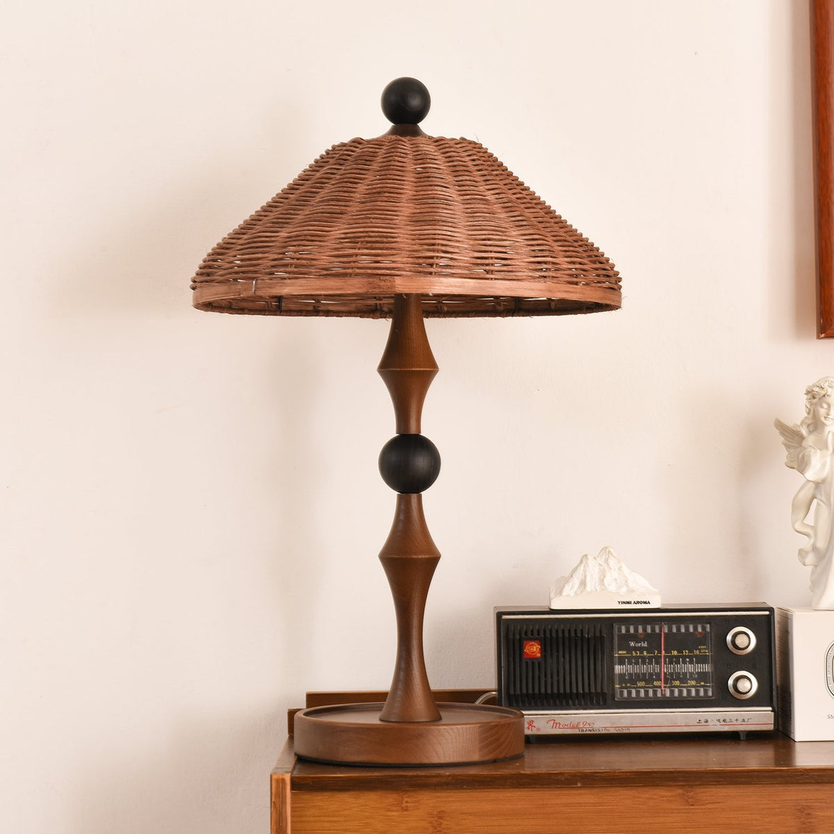 Miran drewniany żyrandol vintage lampa stołowa