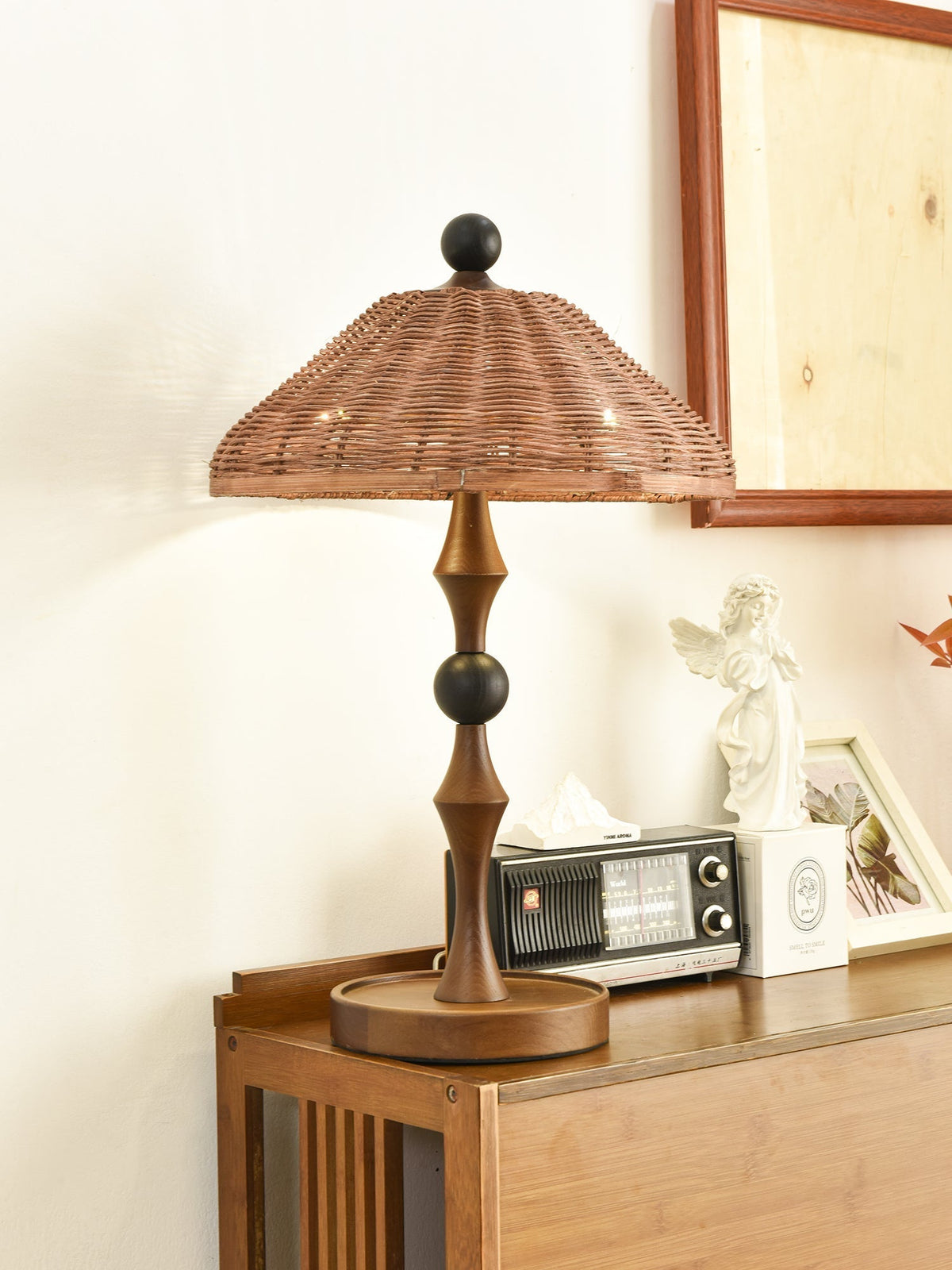 Miran drewniany żyrandol vintage lampa stołowa