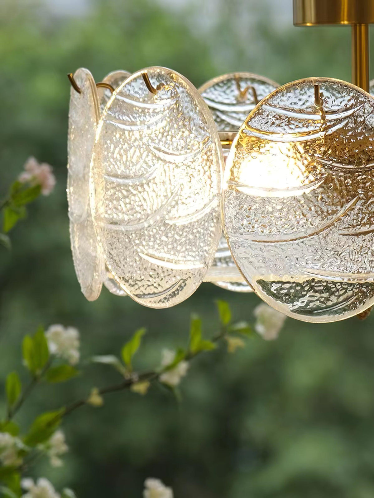 Lampa sufitowa Lustra ze szkła o fakturze z paskami i powłoką w kolorze miedzi