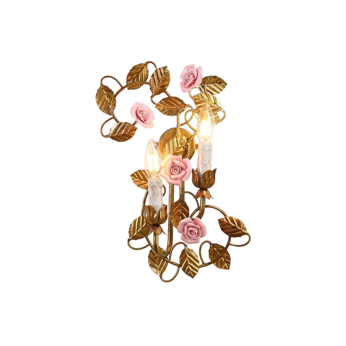 Blossom kinkiet ceramiczny w stylu vintage z różem
