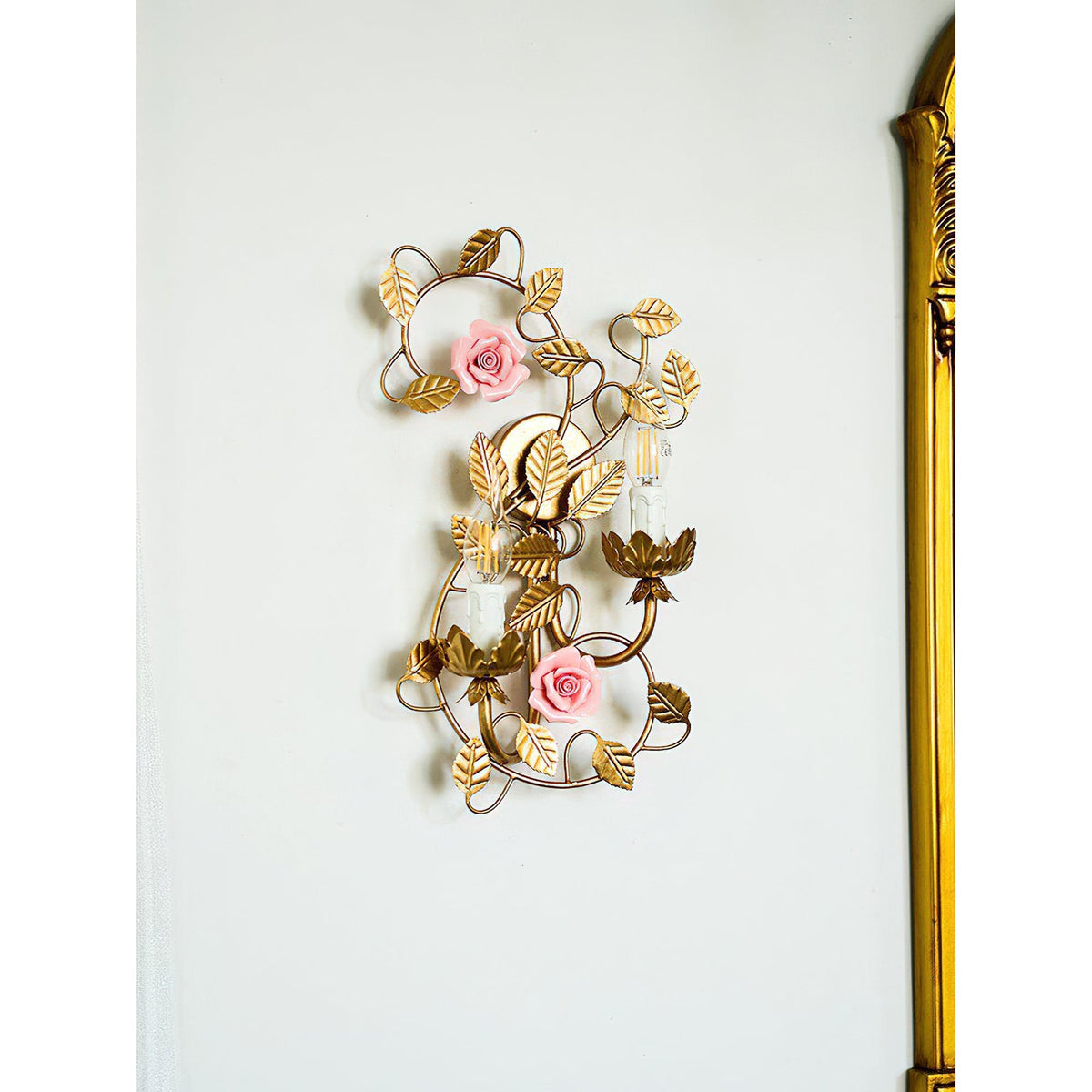 Blossom kinkiet ceramiczny w stylu vintage z różem