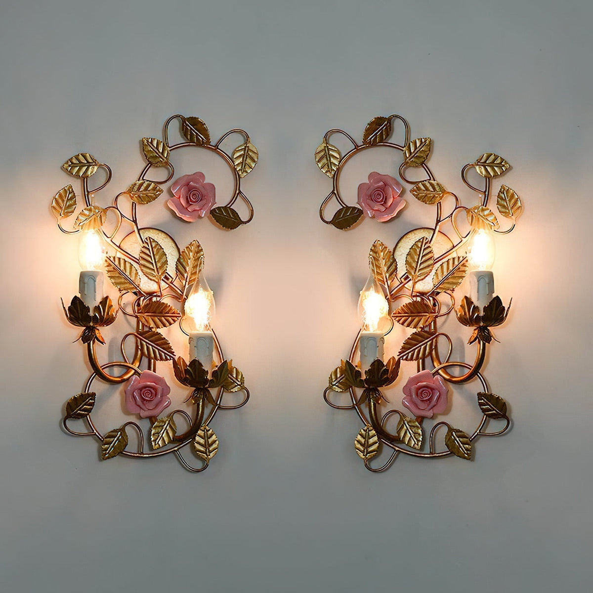 Blossom kinkiet ceramiczny w stylu vintage z różem