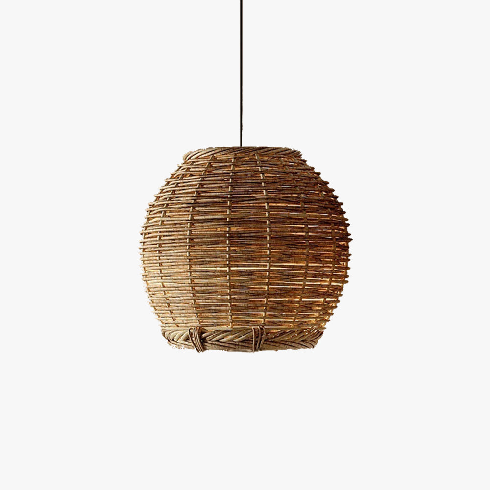 Muto Retro LED lampa wisząca drewniana rattanowa do salonu/restauracji