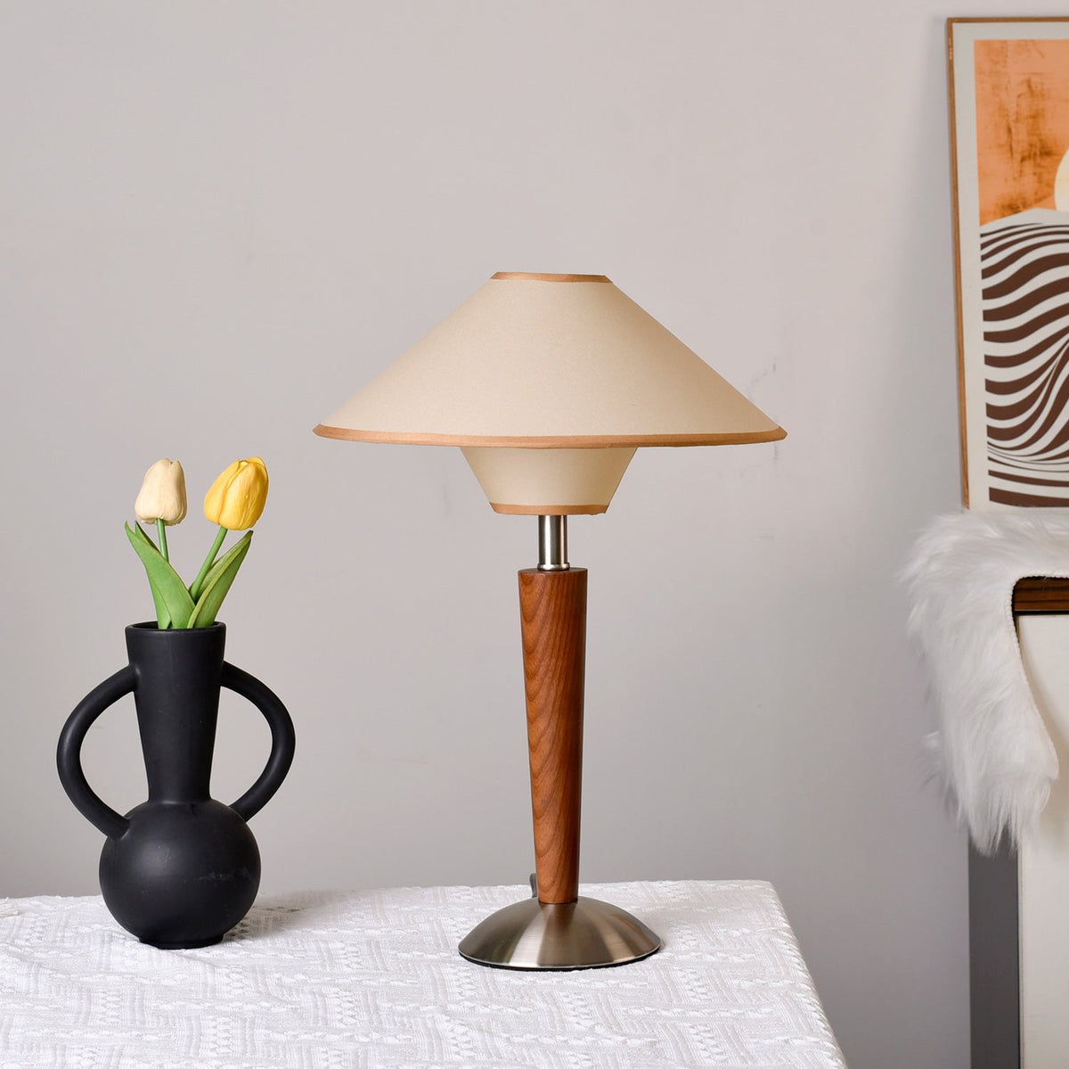 Lampa stołowa Talonwood drewniana