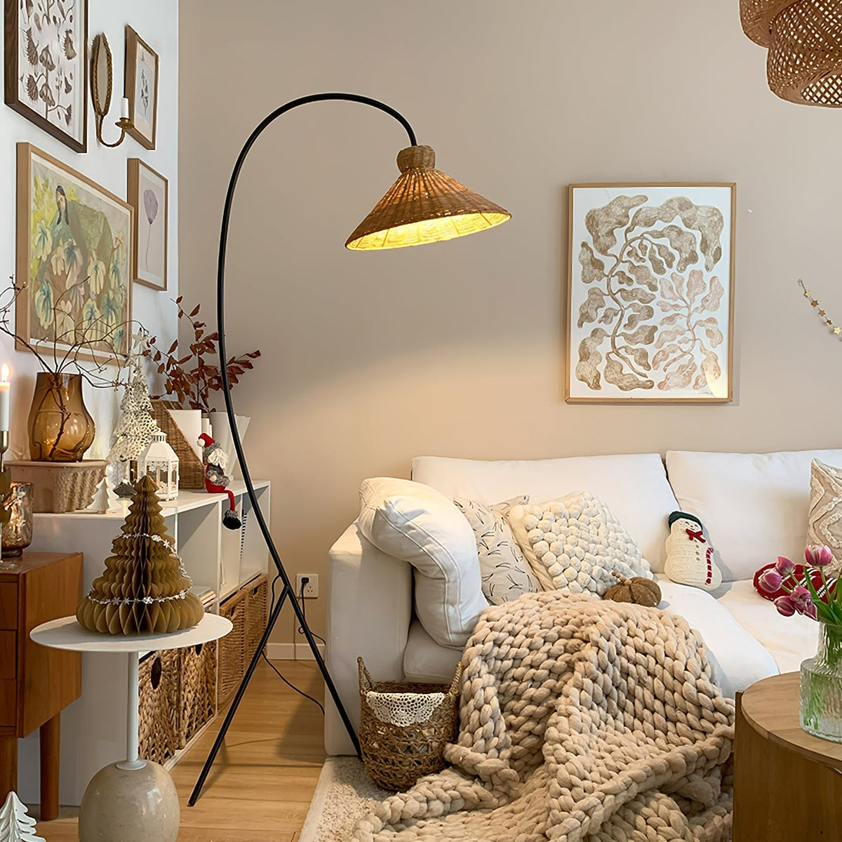 Sombrero Rattan Arc lampa stojąca
