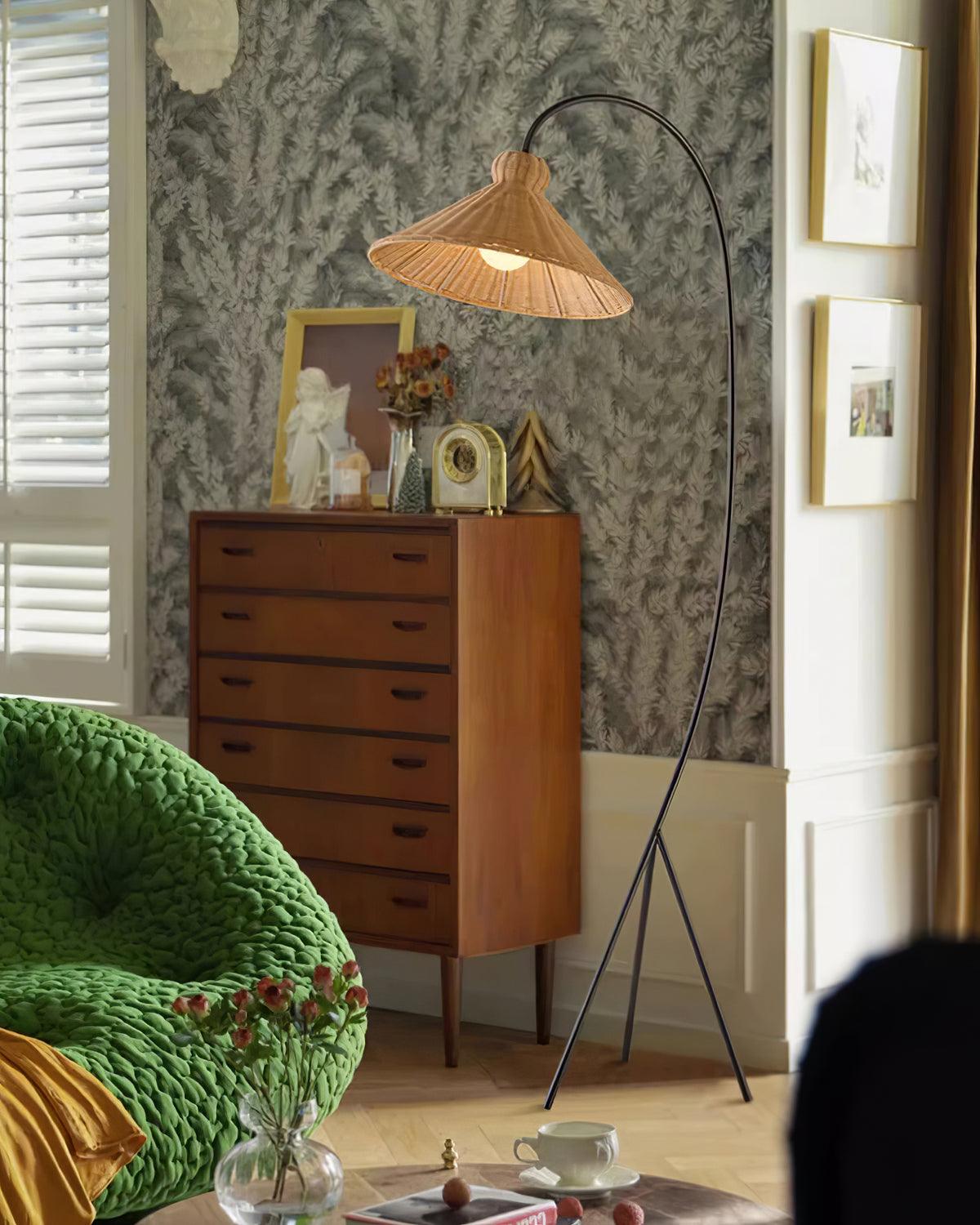 Sombrero Rattan Arc lampa stojąca