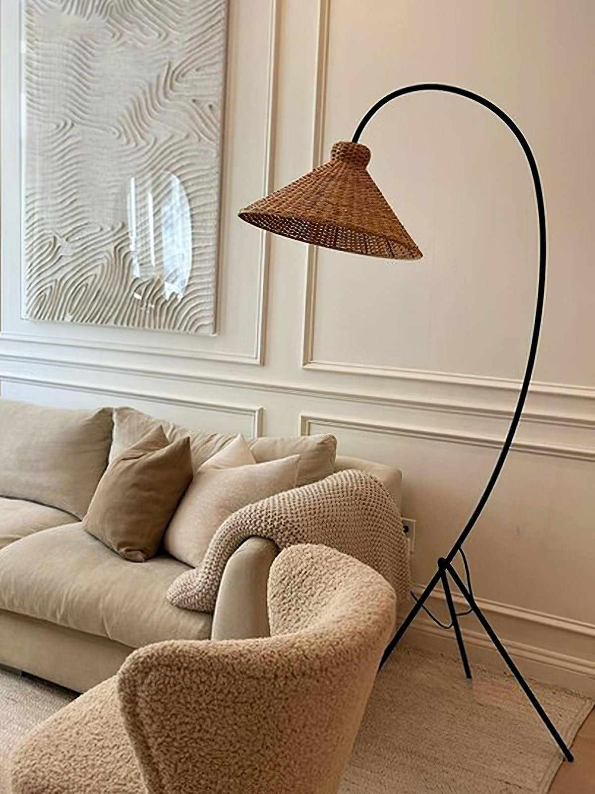 Sombrero Rattan Arc lampa stojąca