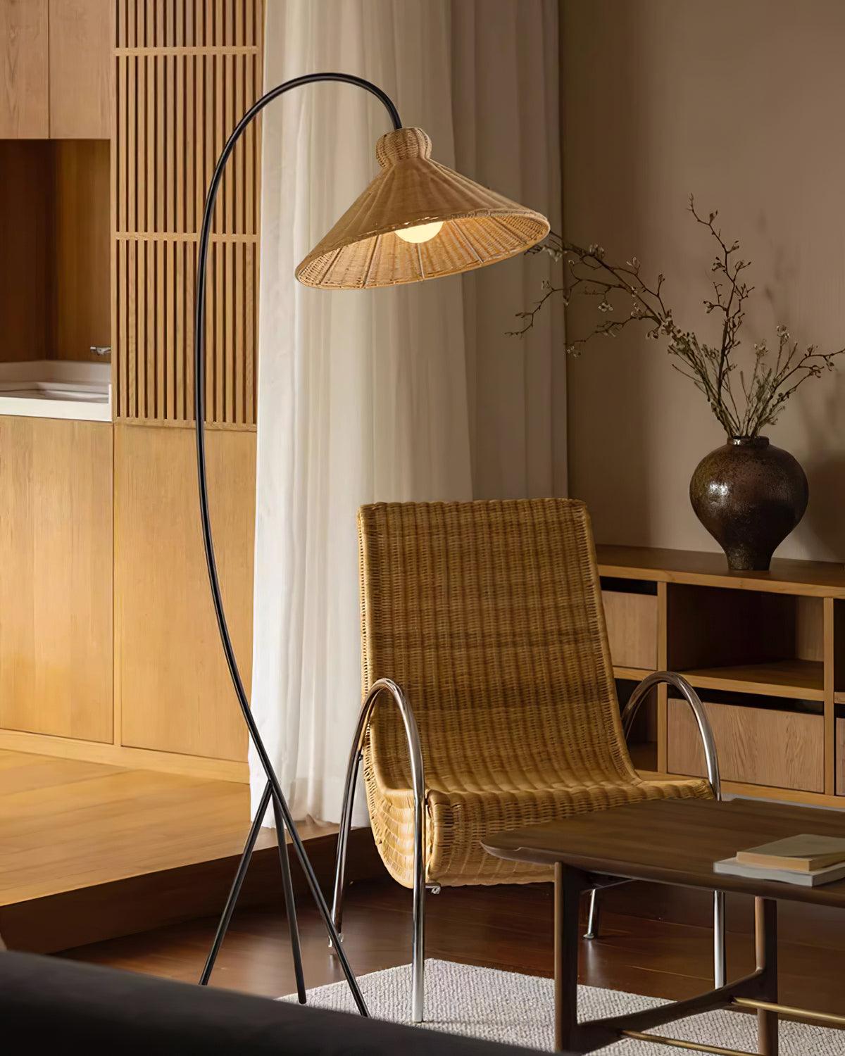 Sombrero Rattan Arc lampa stojąca