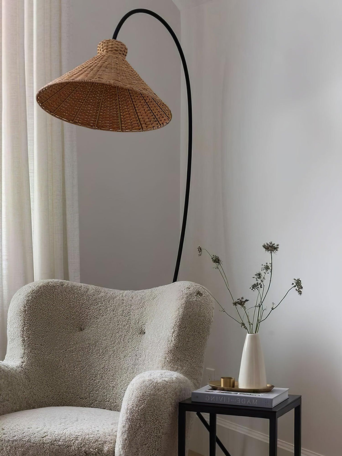 Sombrero Rattan Arc lampa stojąca