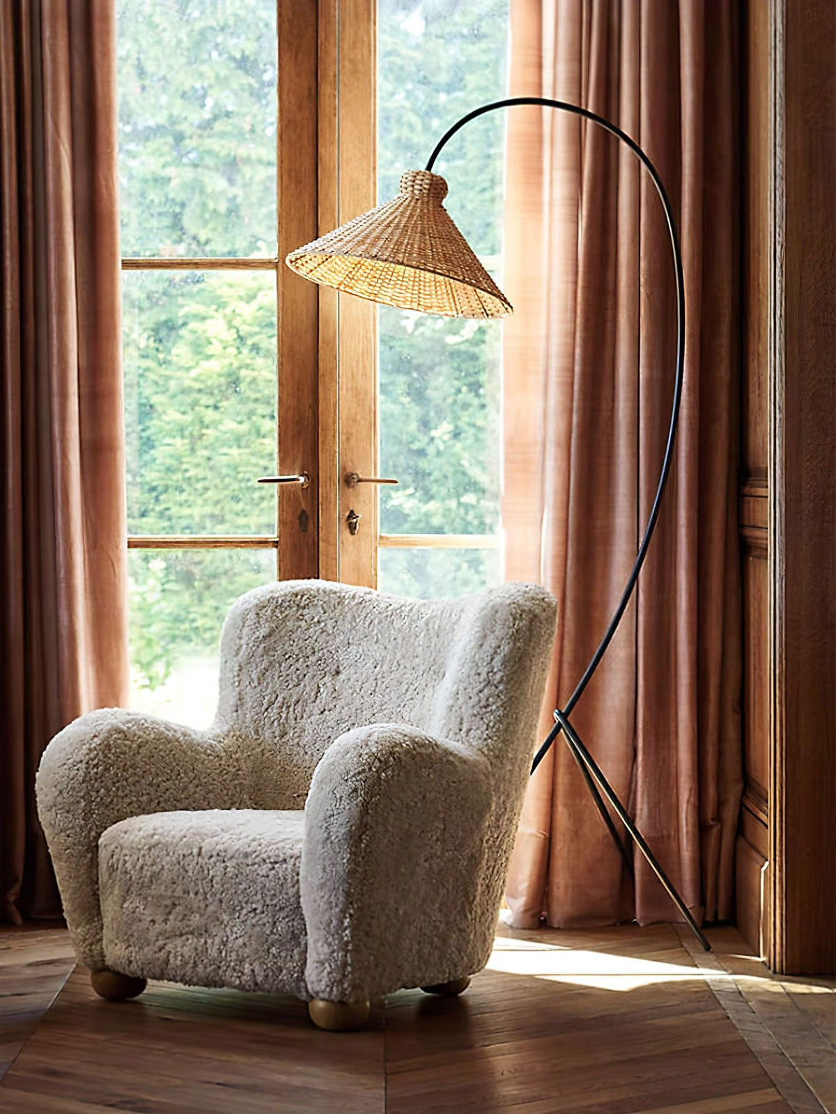 Sombrero Rattan Arc lampa stojąca