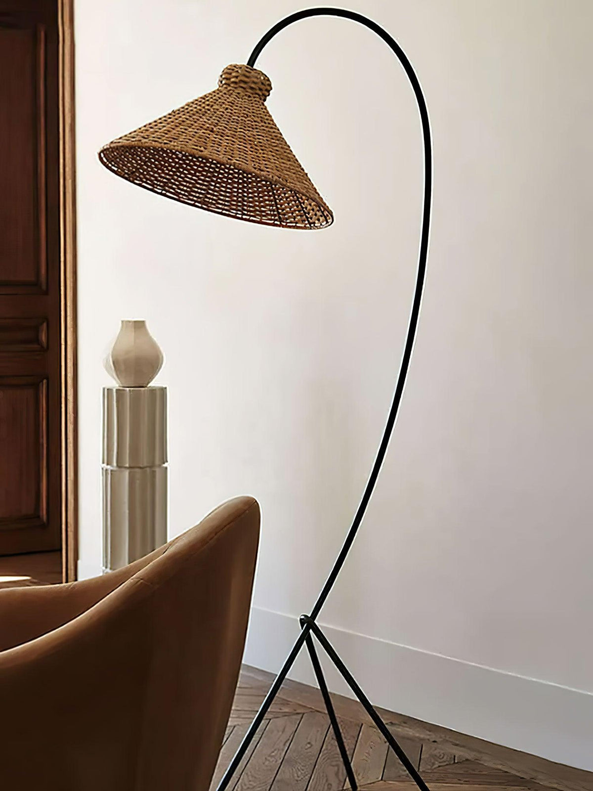Sombrero Rattan Arc lampa stojąca