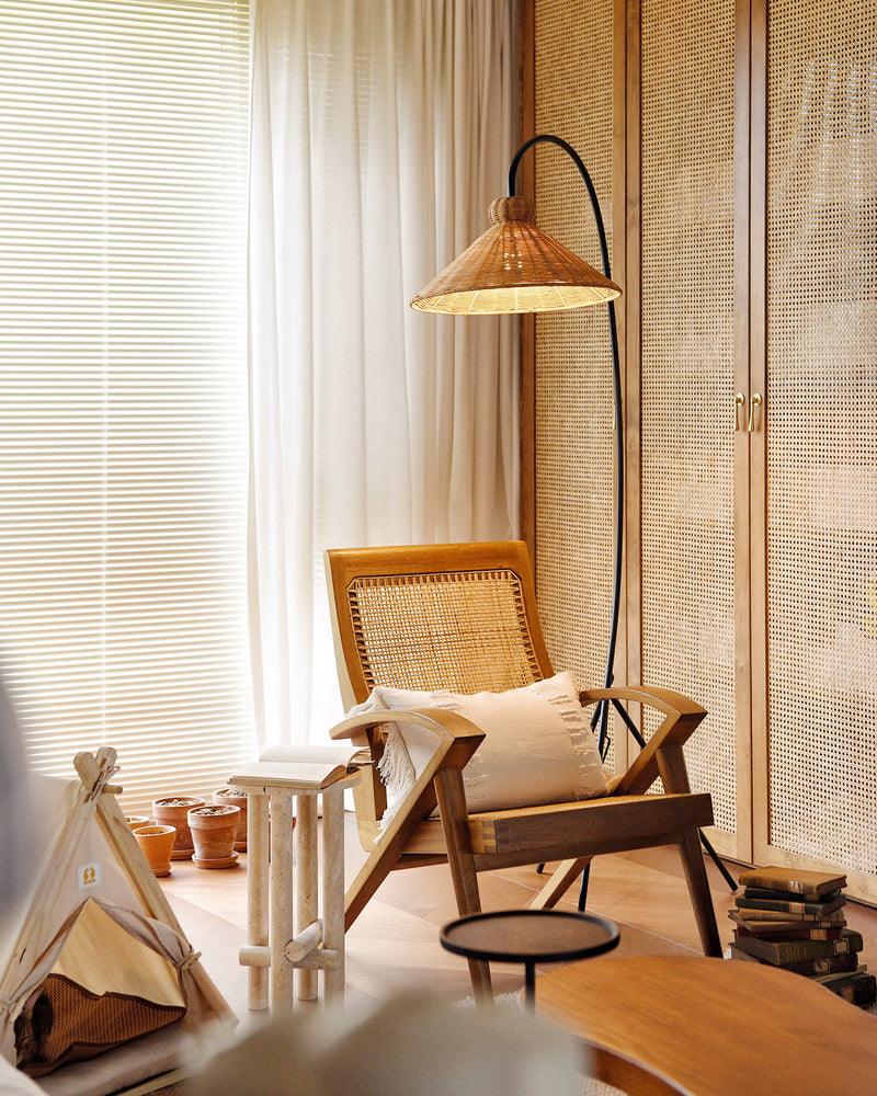 Sombrero Rattan Arc lampa stojąca