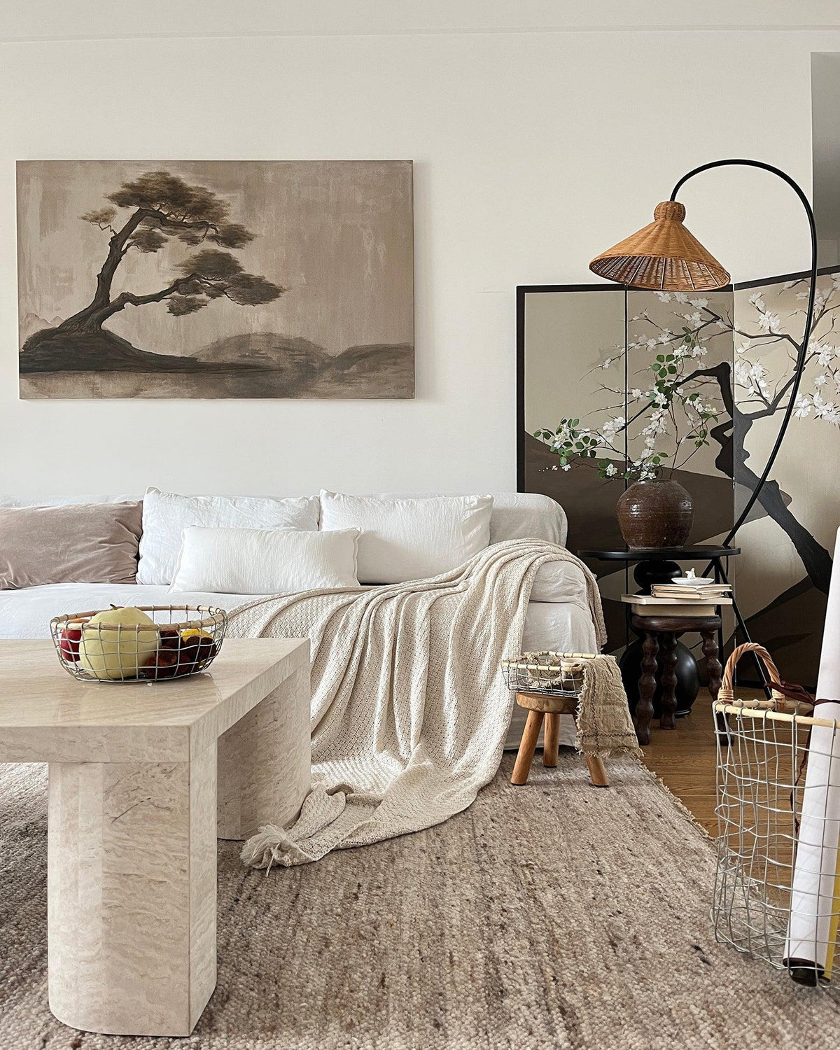 Sombrero Rattan Arc lampa stojąca