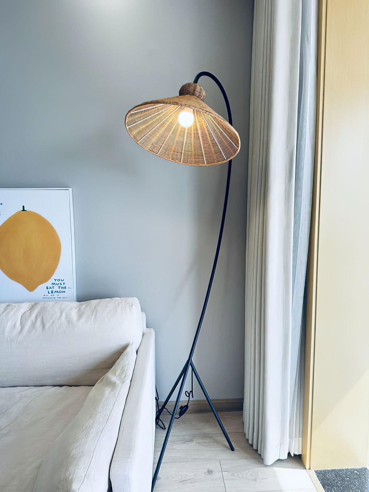 Sombrero Rattan Arc lampa stojąca