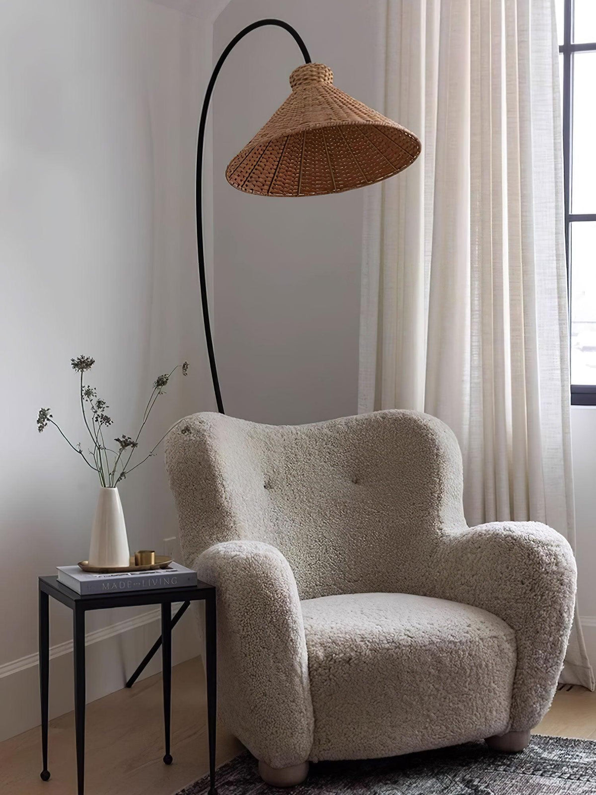 Sombrero Rattan Arc lampa stojąca