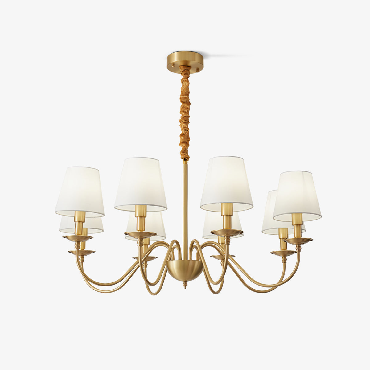 Silva vintage żyrandol z metalu w miedź wielopłócienny osłonka biała sypialnia salon lampa wisząca