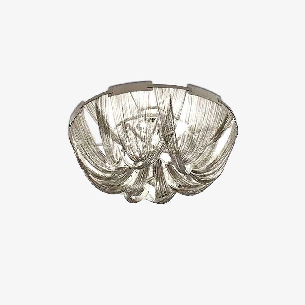Talj lampa sufitowa z kordem aluminiowym ramą posrebrzaną
