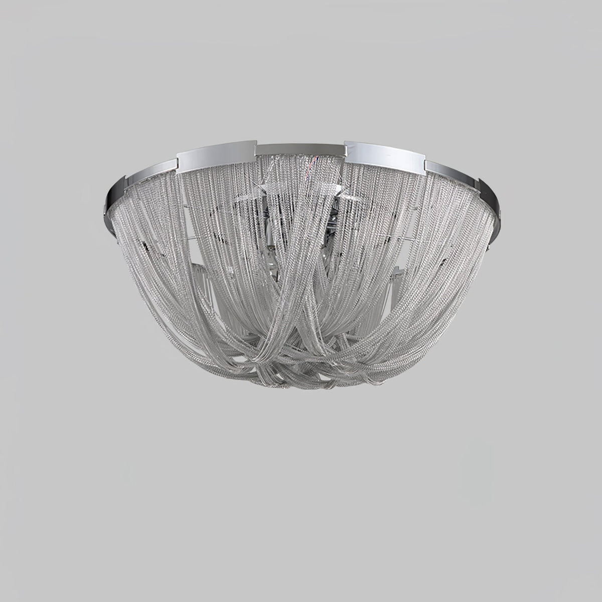 Talj lampa sufitowa z kordem aluminiowym ramą posrebrzaną