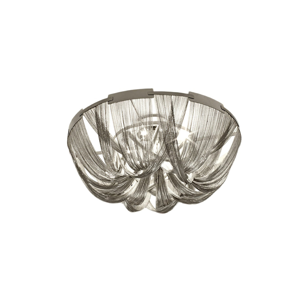 Talj lampa sufitowa z kordem aluminiowym ramą posrebrzaną