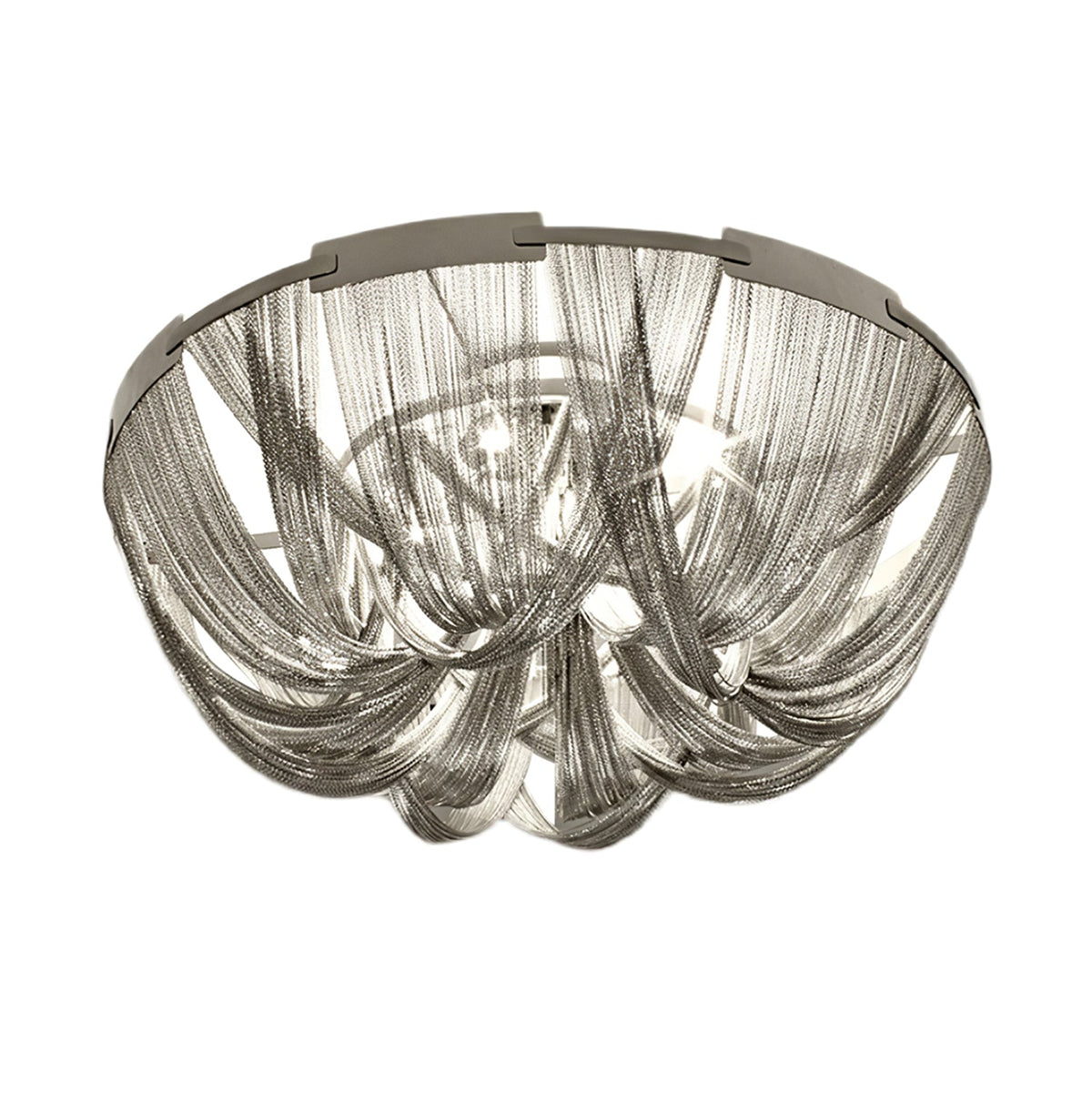 Talj lampa sufitowa z kordem aluminiowym ramą posrebrzaną