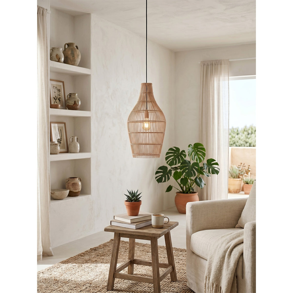 Canerielle lampa wisząca z rattanu