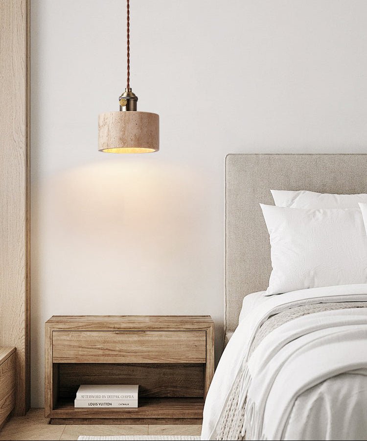 Zestaw lamp wiszących Ralw minimalistyczny ze żłotym Travertynem