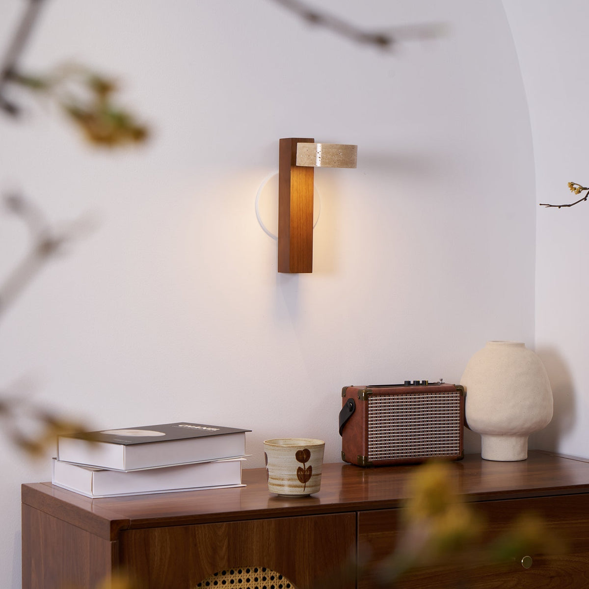 Tavalina Cylinder-Stack Travertine kinkiet