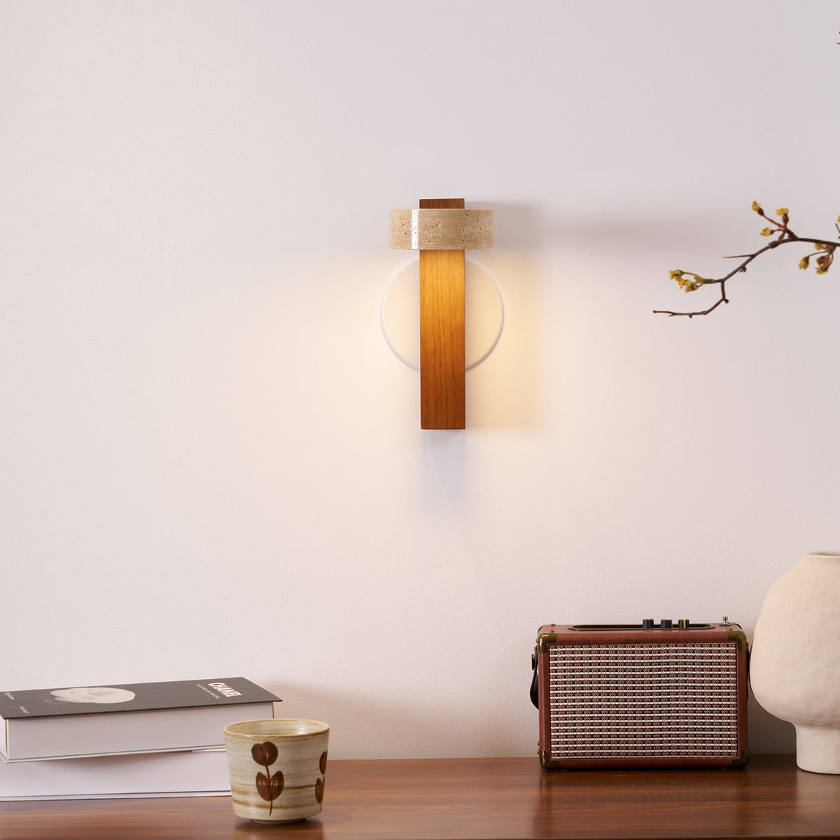 Tavalina Cylinder-Stack Travertine kinkiet