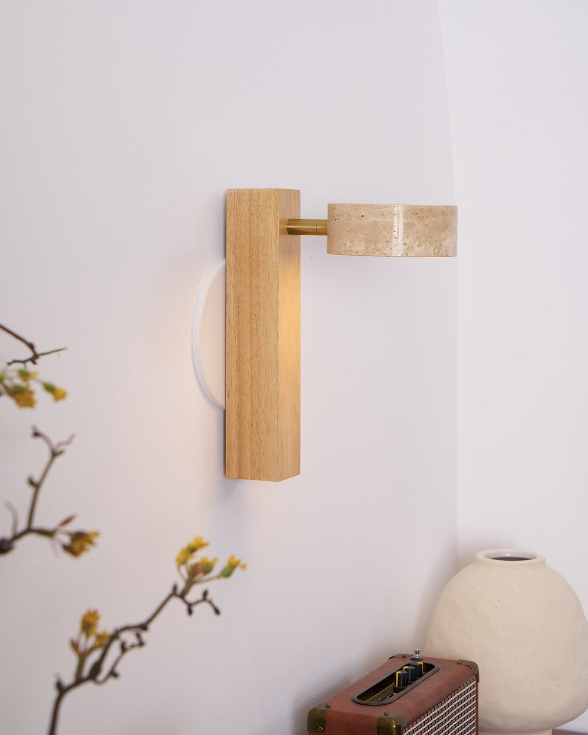 Tavalina Cylinder-Stack Travertine kinkiet