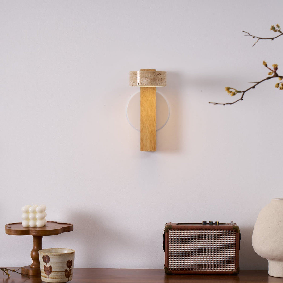 Tavalina Cylinder-Stack Travertine kinkiet