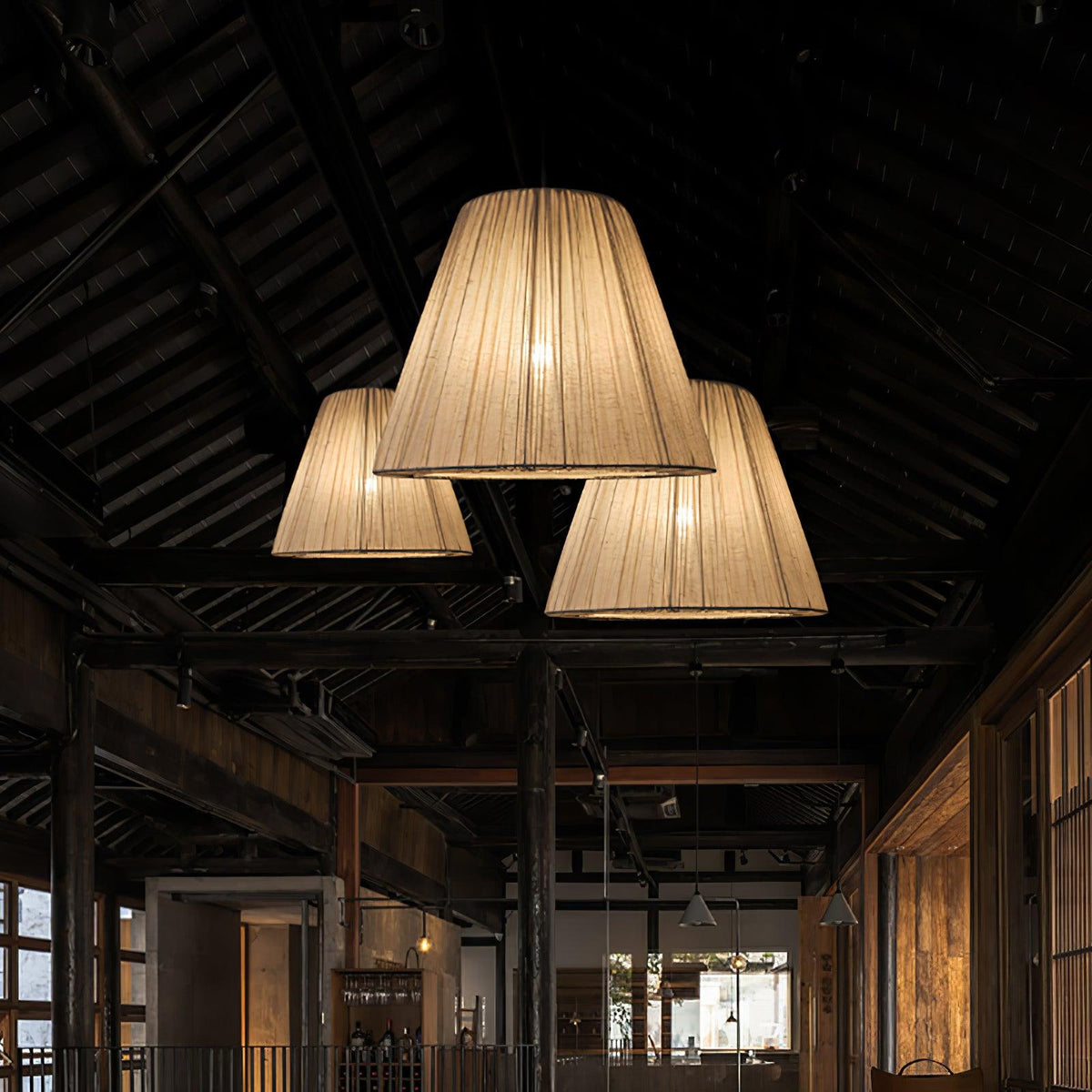 Docan wisząca lampa retro z płótna