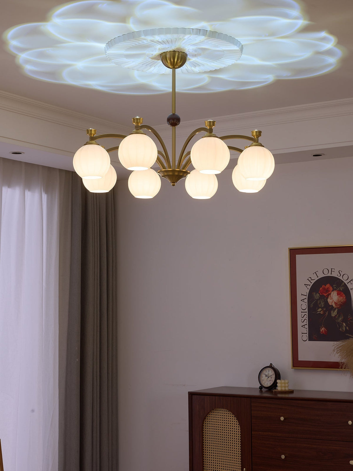 Usilia Elegance żyrandol ze szkła i drewna w stylu vintage