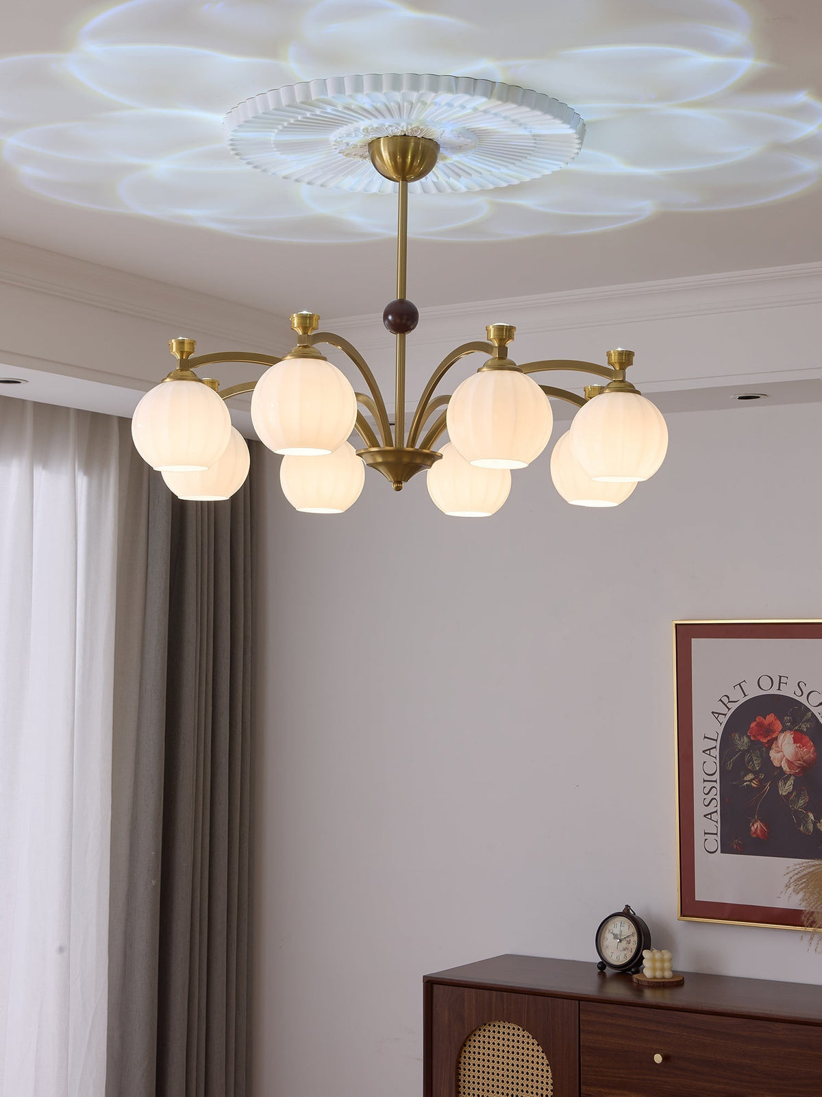 Usilia Elegance żyrandol ze szkła i drewna w stylu vintage