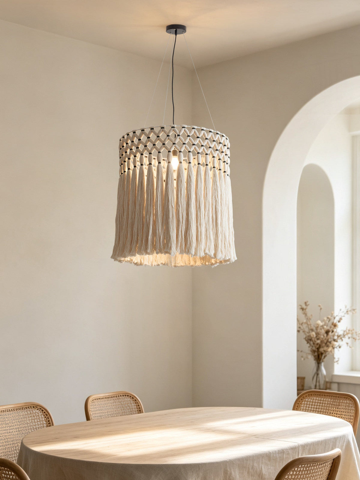 Ulmont Lampa Wisząca Makramowa Z Frędzlami