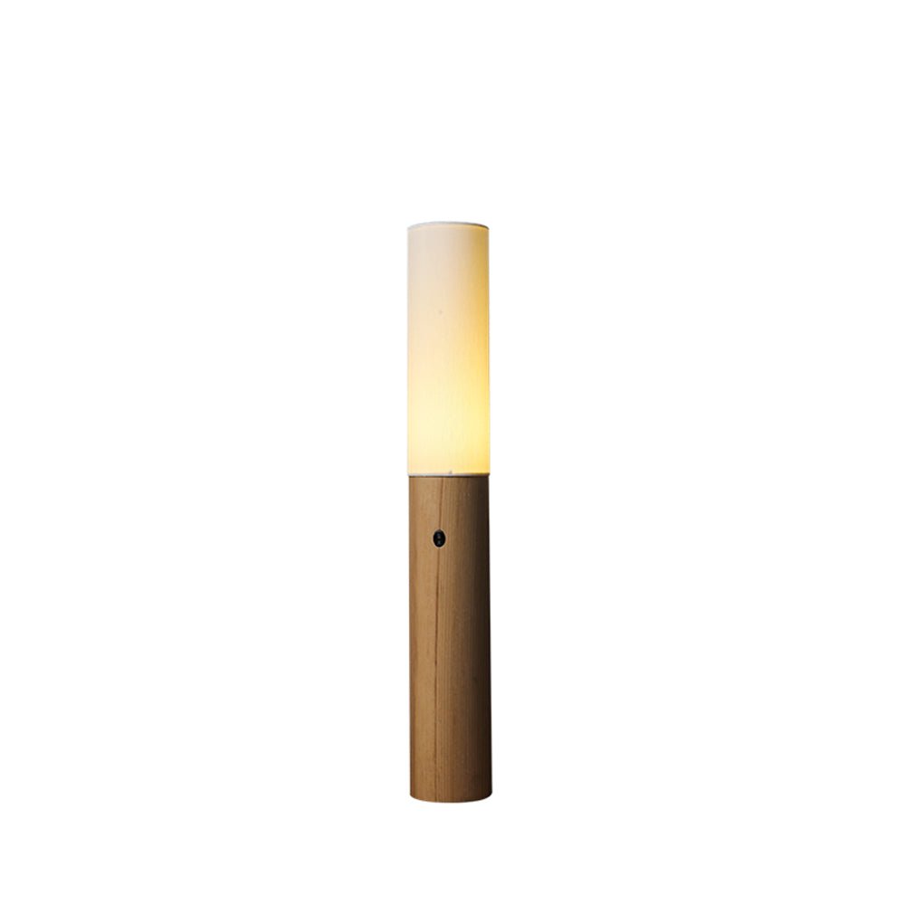 Viraalia kolumnowa lampa stojąca z drewna