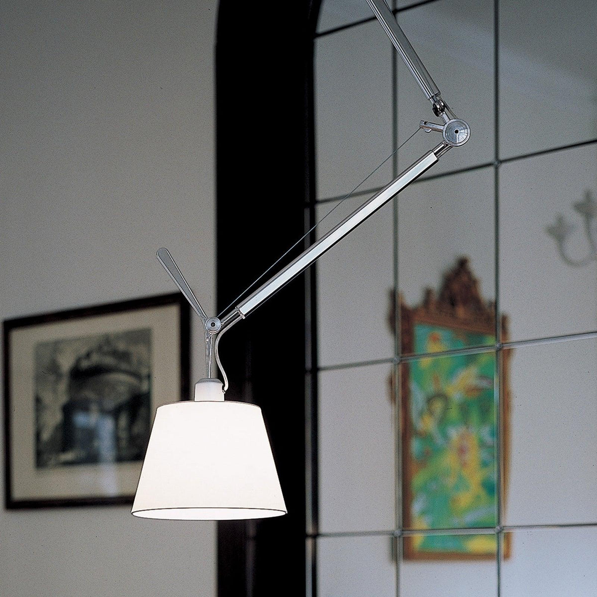 Avice wisząca lampa sufitowa z płótna w chromie i bieli