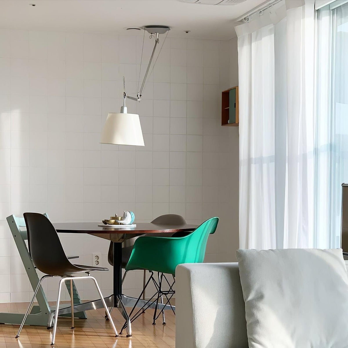 Avice wisząca lampa sufitowa z płótna w chromie i bieli