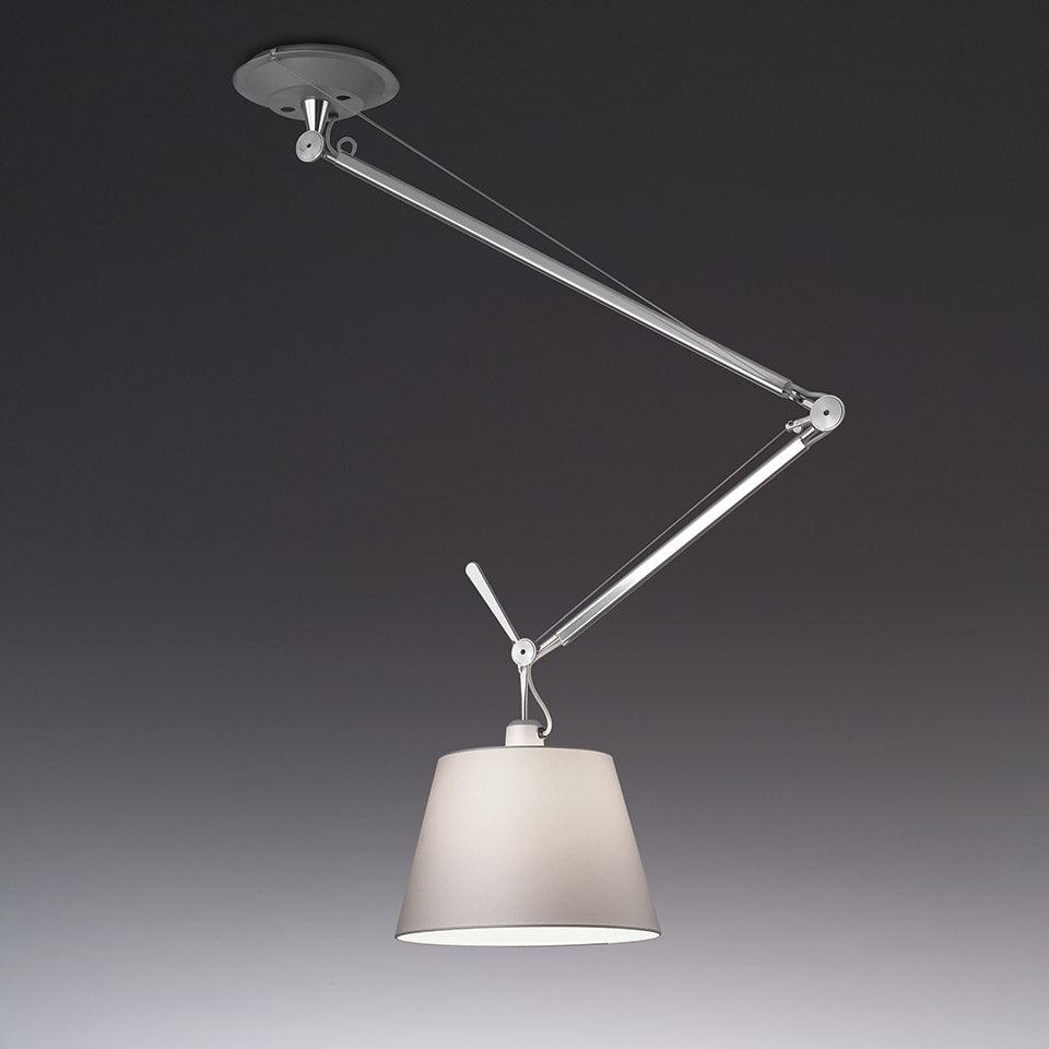 Avice wisząca lampa sufitowa z płótna w chromie i bieli