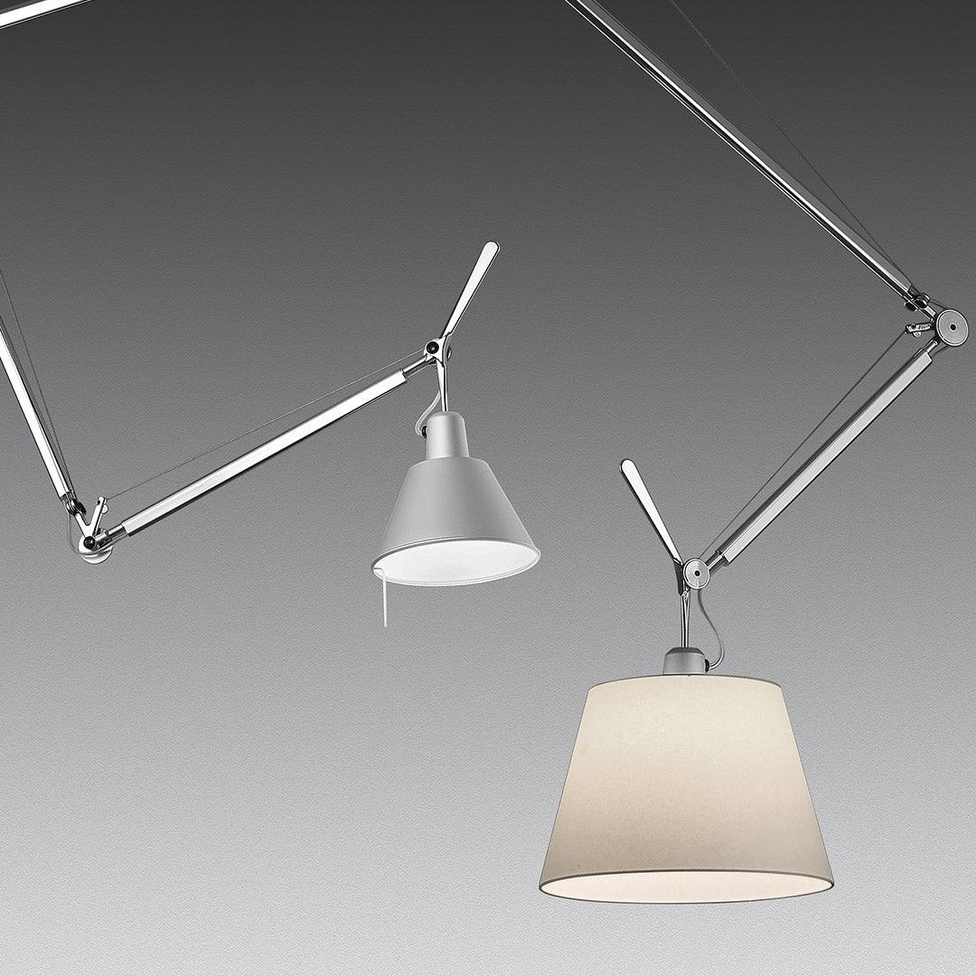 Avice wisząca lampa sufitowa z płótna w chromie i bieli
