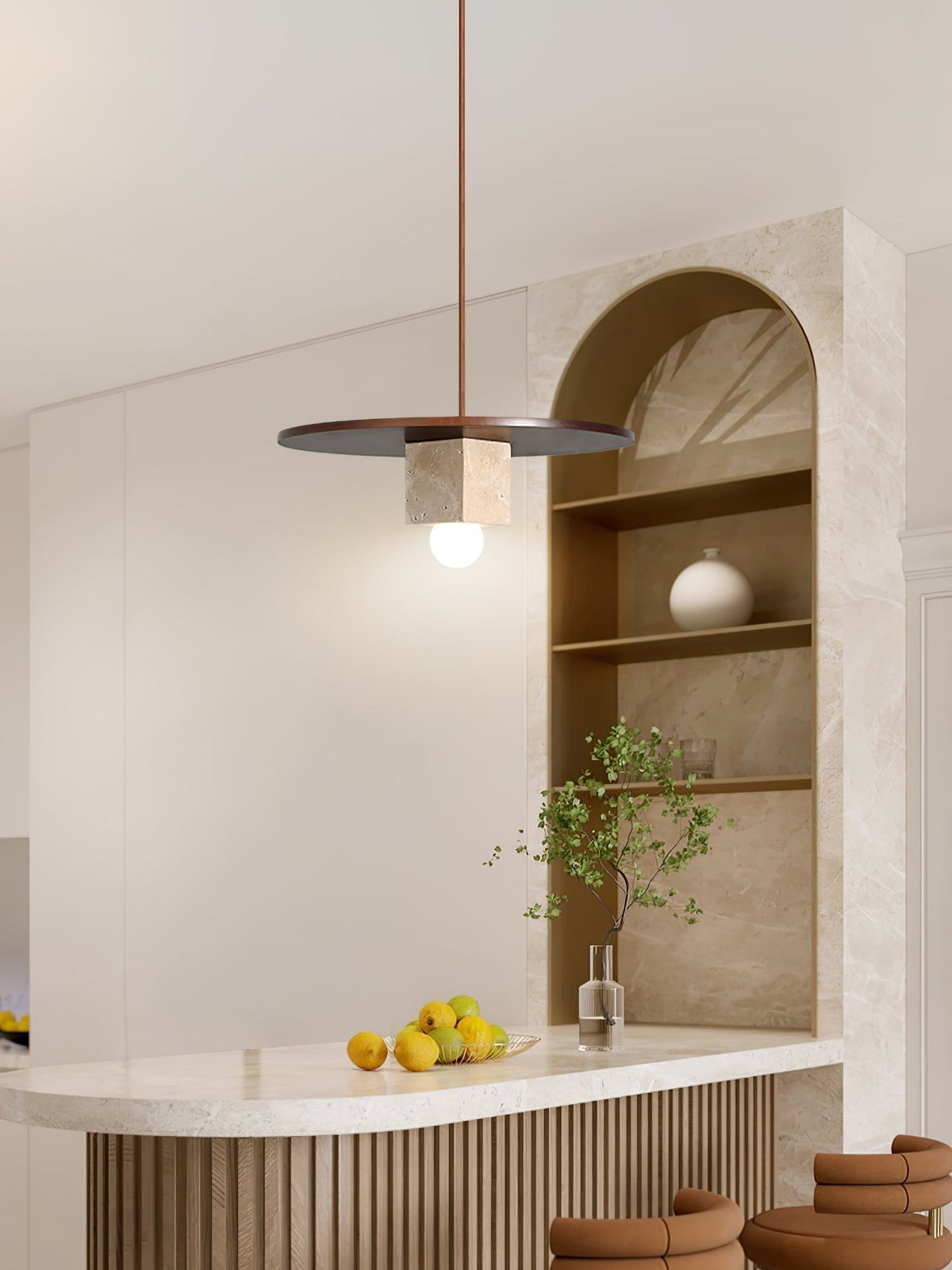 Sarix geometryczna lampa wisząca ze szkła i travertynu