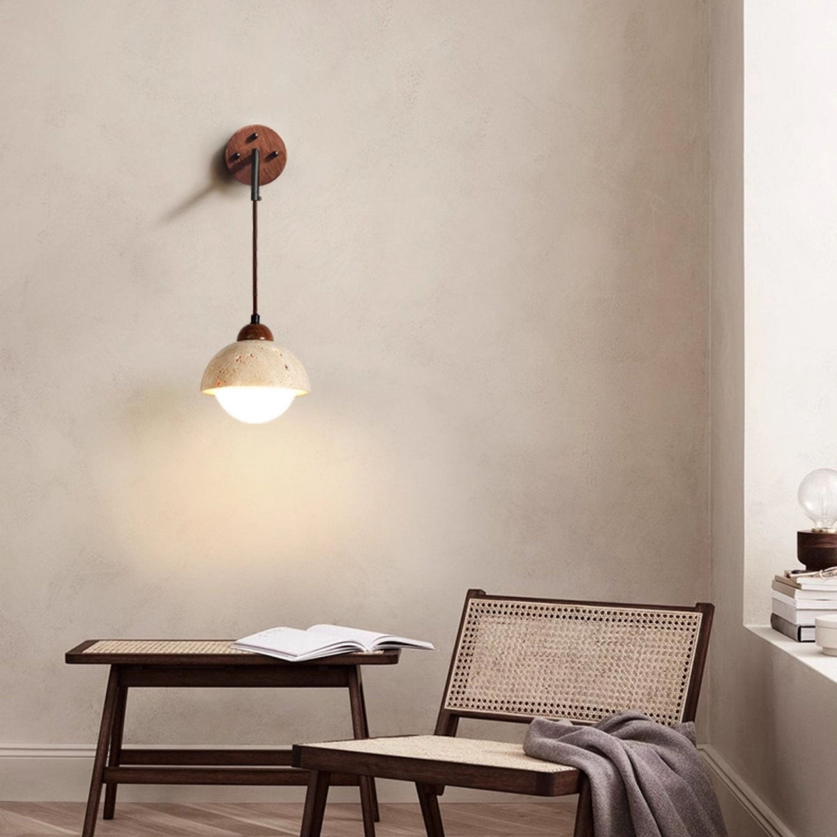 Travertine Swing Arm Kinkiet