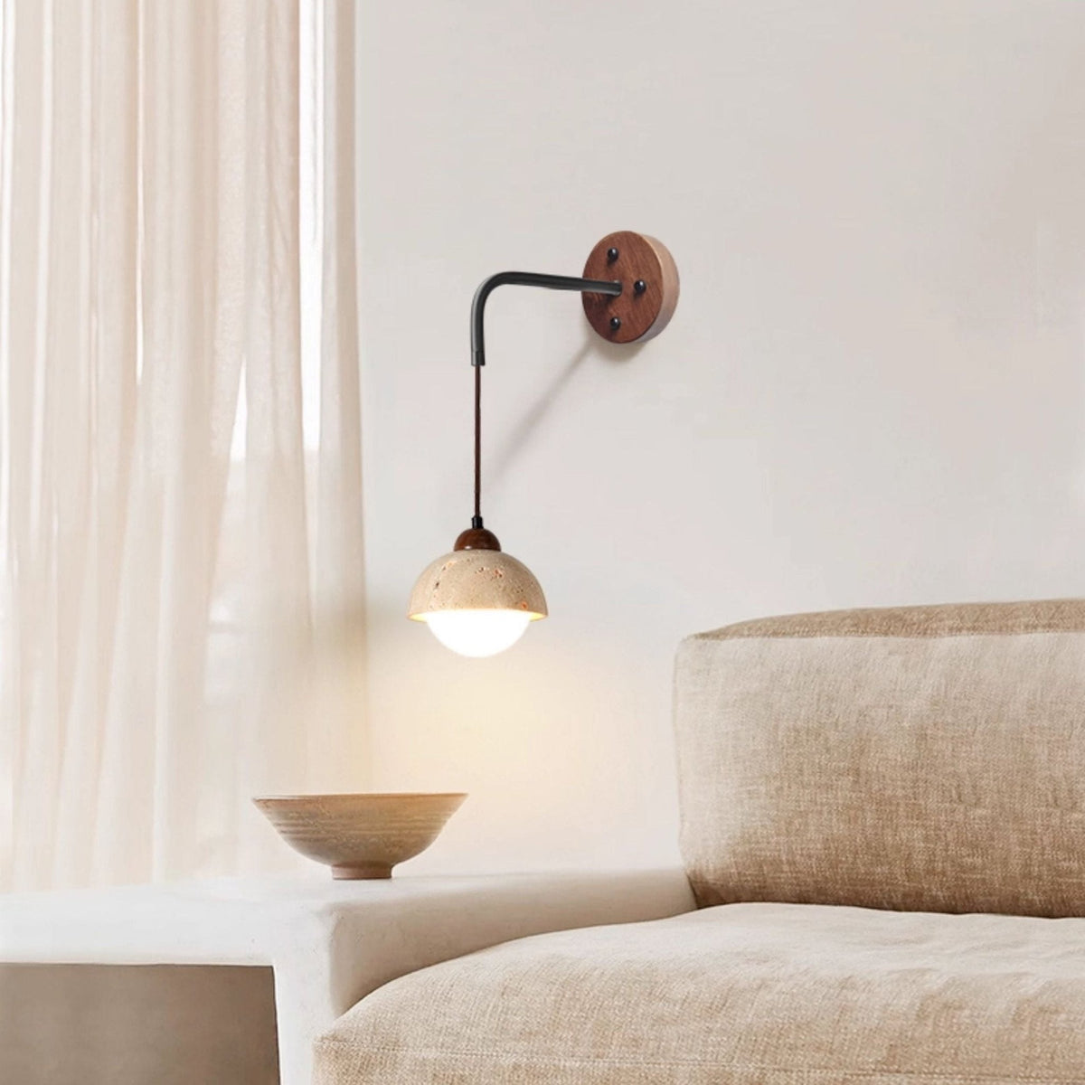 Travertine Swing Arm Kinkiet