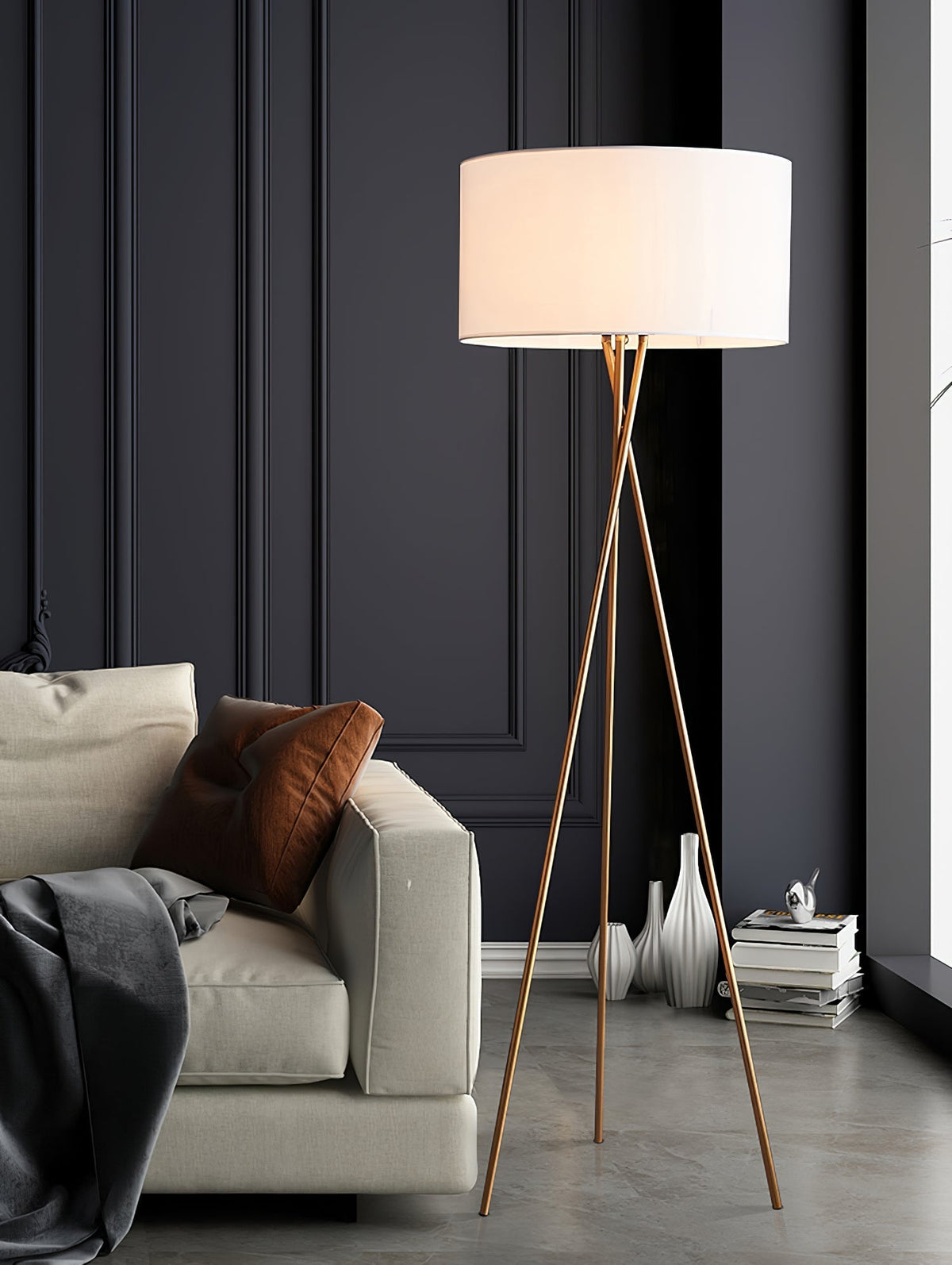 Zander minimalistyczna lampa stojąca z płótna