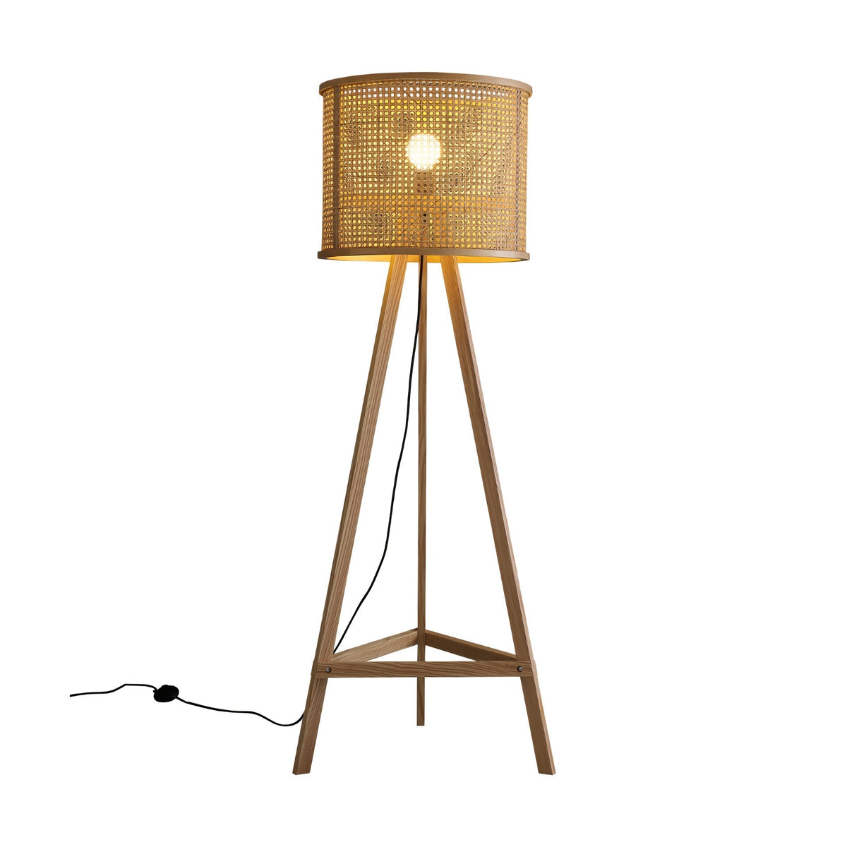 Olsolyra lampa stojąca trójnóg z plecionki rattan