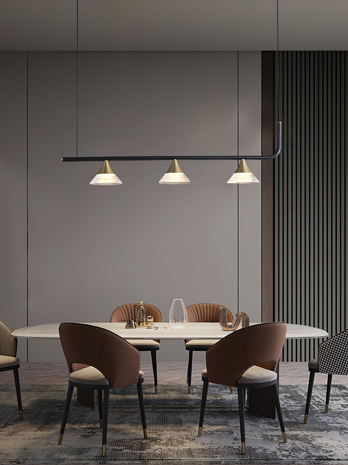 Auranielle nowoczesna lampa wisząca z miedzi w stylu mid-century