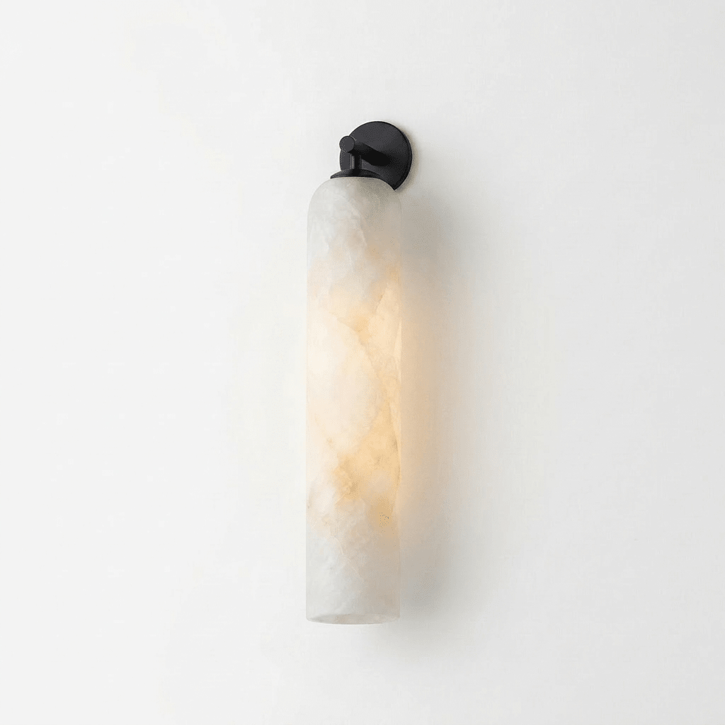 Kinkiet Alabaster w kształcie długiego cylindra