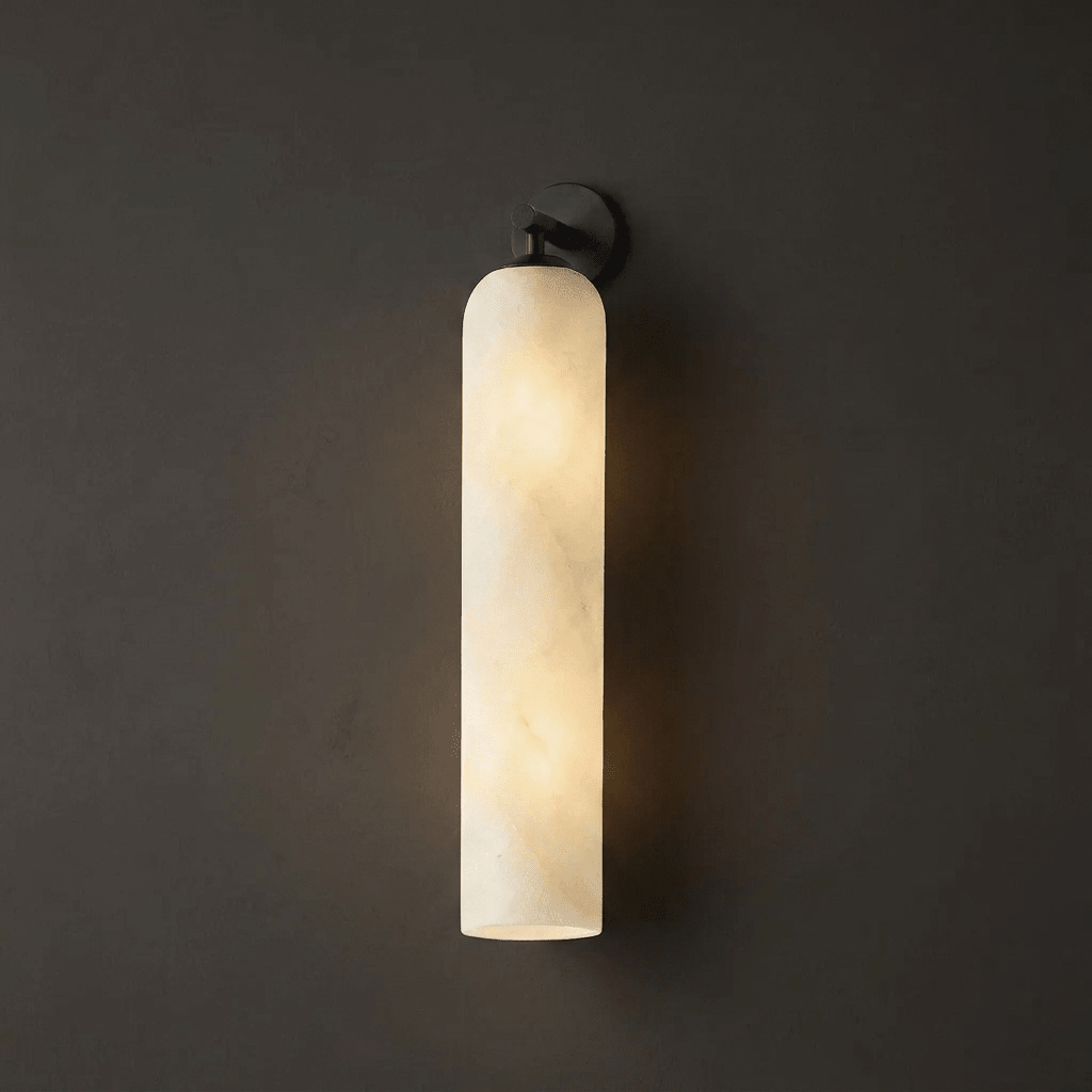 Kinkiet Alabaster w kształcie długiego cylindra