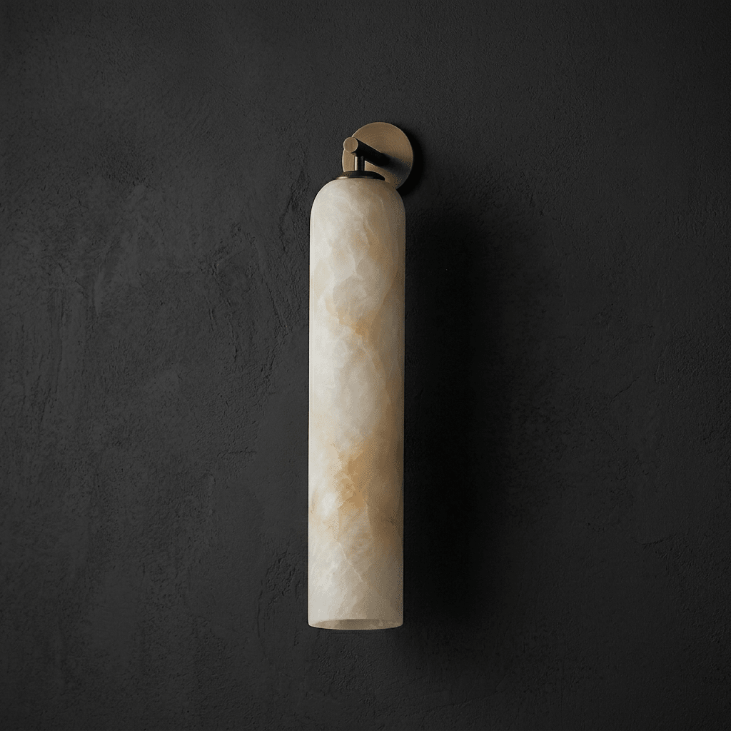 Kinkiet Alabaster w kształcie długiego cylindra