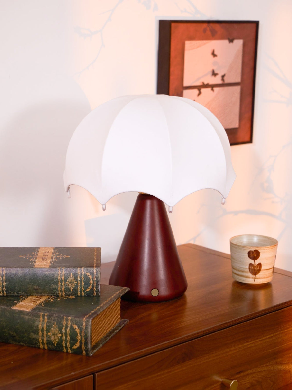 Lampa stołowa Parasol z drewna